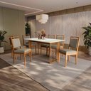 Ver imagem 1 de Conjunto Sala de Jantar Lina em Madeira Maciça 6 Cadeiras Linho Fendi