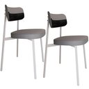 Ver imagem 1 de Kit 02 Cadeiras Estofada para Sala de Jantar Astrid Branco C01 Linho Cinza Courino Preto - Lyam