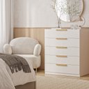 Ver imagem 1 de Cômoda Planejada 5 Gavetas 80cm Jade CabeCasa MadeiraOriginals Branco/Fosco