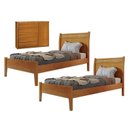 Ver imagem 1 de Conjunto Quarto de Solteiro 2 Camas de 90cm e Cômoda 5 Gavetas 1 Porta com Sapateira Unique