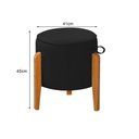 Ver imagem 5 de Kit 2 Puffs Redondo Pés em Madeira Maciça Pipa Veludo Preto