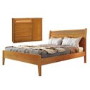 Ver imagem 1 de Conjunto Quarto de Casal Cama Madeira Maciça Rattan 140cm e Cômoda Rattan 5 Gavetas com Sapateira