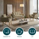 Ver imagem 5 de Kit Namoradeira Decorativa e 2 Poltronas Confortável para Sala Recepção Manicure Alice Suede