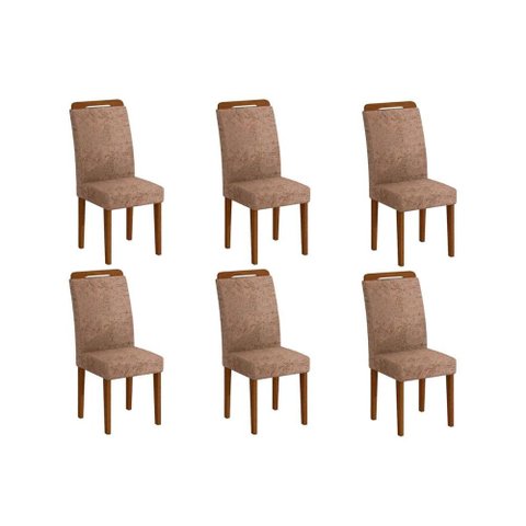 Kit 6 Cadeiras Sala Jantar Athenas 6 Un Imbuia-capuccino/suede Capuccino - Rufato
