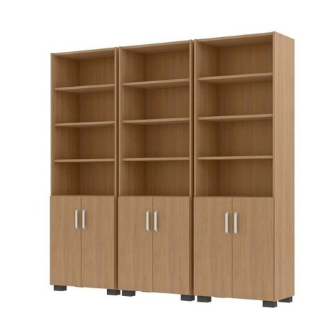 Conjunto 3 Armários Escritório Estante Livreiro Office Semi Aberto 6 Portas Freijó 181,5x188x34cm