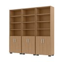 Ver imagem 2 de Conjunto 3 Armários Escritório Estante Livreiro Office Semi Aberto 6 Portas Freijó 181,5x188x34cm