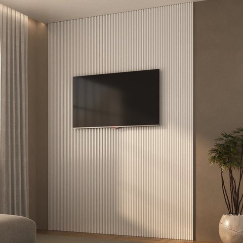 Painel Ripado em Placa 2,85x12,2 (1,96m²) Poliestireno Branco Ruffino