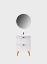 Ver imagem 4 de Gabinete para Banheiro com Cuba e Espelho Redondo 60cm Retro Mdf Branco Milano - On Móveis