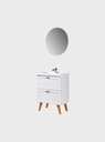 Ver imagem 5 de Gabinete para Banheiro com Cuba e Espelho Redondo 60cm Retro Mdf Branco Milano - On Móveis