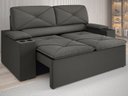 Ver imagem 1 de Sofá com Porta Copos Retrátil e Reclinável Pop 1,54m Velosuede Cinza - Netsofas