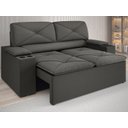 Ver imagem 1 de Sofá com Porta Copos Retrátil e Reclinável Pop 1,54m Velosuede Cinza - Netsofas