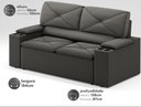 Ver imagem 2 de Sofá com Porta Copos Retrátil e Reclinável Pop 1,54m Velosuede Cinza - Netsofas