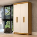 Ver imagem 1 de Guarda-Roupa Solteiro 4 Portas 100% MDF 110cm Papoulas Espresso Móveis Off White/Cinamomo