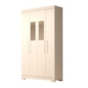 Ver imagem 2 de Guarda-Roupa Solteiro 4 Portas com Espelho 100% MDF 110cm Papoulas Espresso Móveis Branco