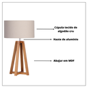 Ver imagem 5 de Abajur Sala Grande Quadripé De Mesa Luminária Madeira