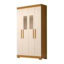 Ver imagem 2 de Guarda-Roupa Solteiro 4 Portas com Espelho 100% MDF 110cm Papoulas Espresso Móveis Off White/Cinamomo