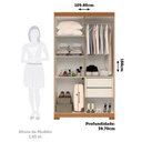 Ver imagem 4 de Guarda-Roupa Solteiro 4 Portas com Espelho 100% MDF 110cm Papoulas Espresso Móveis Off White/Cinamomo