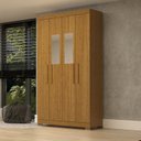 Ver imagem 1 de Guarda-Roupa Solteiro 4 Portas com Espelho 100% MDF 110cm Papoulas Espresso Móveis Marrom/Cinamomo