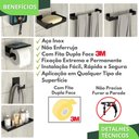 Ver imagem 4 de Kit Acessórios para Banheiro Preto Adesivo 7pçs Elg