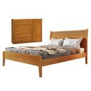 Ver imagem 1 de Conjunto Quarto de Casal Cama Madeira Maciça Detalhe Rattan e Cômoda 5 Gavetas com Sapateira Unique