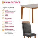 Ver imagem 3 de Mesa de Jantar Liz 6 Lugares Retangular MDF com Vidro 180cm Grafite Moderna