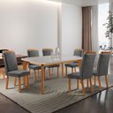 Ver imagem 1 de Mesa de Jantar Liz 6 Lugares Retangular MDF com Vidro 180cm Grafite Moderna