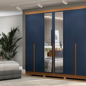 Guarda-roupa 6 Portas com Espelhos e Pés
