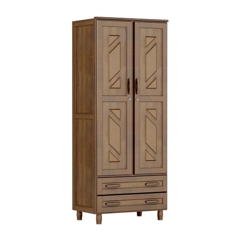 Guarda-Roupa Multiuso Flex Imbuia 2 Portas 2 Gavetas 3 Prateleiras Madeira Maciça de Pinus - Cavazot