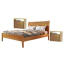 Ver imagem 1 de Conjunto Quarto de Casal Cama Casal 140cm Madeira Maciça Ratan e 2 Mesas de Cabeceira 2 GAVETAS2
