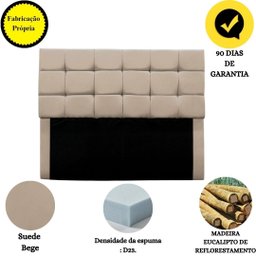 Cabeceira Estofada Cama Box Casal 160 Cm Ananda Suede:bege - 4