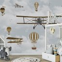 Ver imagem 3 de Papel de parede aviãozinho mapa mundi infantil para quarto de bebê M² PP90