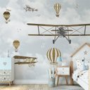 Ver imagem 4 de Papel de parede aviãozinho mapa mundi infantil para quarto de bebê M² PP90