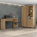Ver imagem 1 de Conjunto Home Office 3 Peças com Escrivaninha Gávea e 2 Armários Espresso Móveis Branco