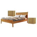 Ver imagem 1 de Conjunto Quarto de Casal Cama em Madeira Maciça Rattan e 2 Mesas de Cabeceira 3 Gavetas Unique