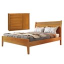 Ver imagem 1 de Conjunto Quarto de Casal Cama Queen 160cm em Madeira Maciça e Cômoda 5 Gavetas com Sapateira Unique