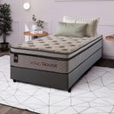Ver imagem 1 de Conjunto Cama Box Solteirão c/ Molas Ensacadas Liverpool Cinza 96x203x73