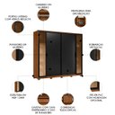 Ver imagem 3 de Guarda Roupa Casal 267cm Loreto D02 Nogueira/preto - Mpozenato