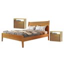 Ver imagem 1 de Conjunto Quarto de Casal Cama Queen em Madeira Maciça e 2 Mesas de Cabeceira 2 Gavetas Unique