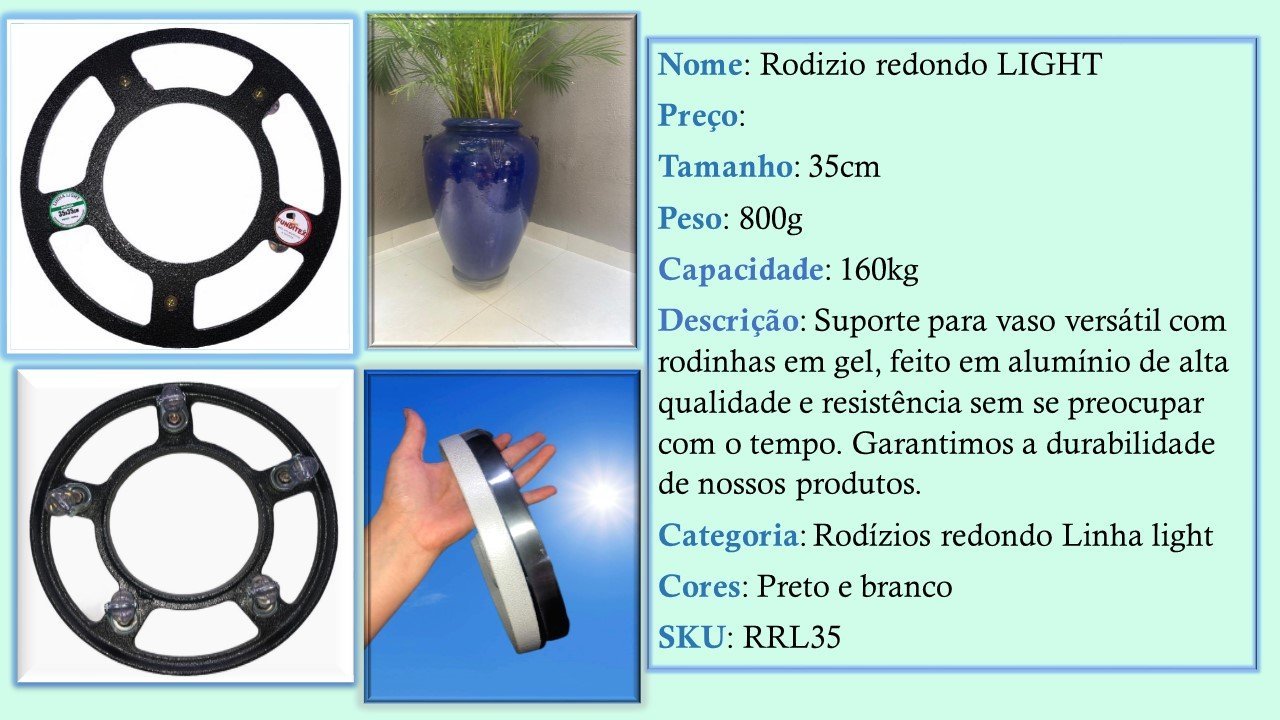 Rodizio Redondo 35x35 light 160kg Aluminio - preto - 4