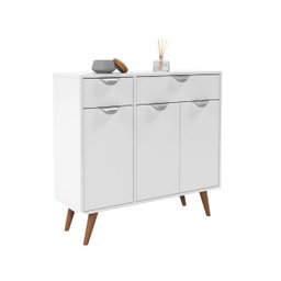 Aparador Buffet Anton 2 Gavetas 3 Portas com Pés Retrô para Sala ou Cozinha 90cm:branco - 4