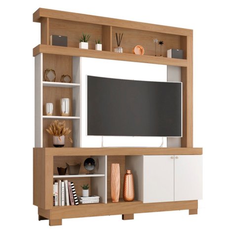 Estante Bilbau Nature Off White para Tv até 50 Polegadas 160cm Altura 188cm
