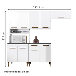 Cozinha Completa Atenas 9 Portas 1 Gavetas Kaiki Móveis - Branco - 4