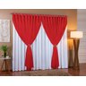 Cortina Voil Com Forro Microfibra Sala E Quarto 6,00x2,80 Branco/Vermelho - 1
