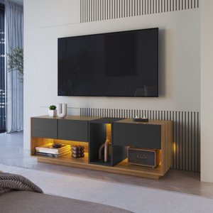 Rack para Tv 55 Polegadas com Iluminação em Led Rgb com 3 Gavetas e 1 Nicho