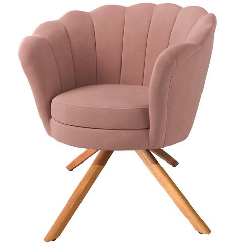 Poltrona Giratória Pétala em Linho Premium 09-rosê Sua Casa Decorações