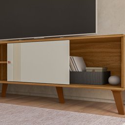 Rack para Tv até 75 Polegadas Denver com 2 Portas de Correr Nature/off White Peternella - 3