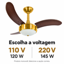 Ver imagem 6 de Ventilador de Teto Infinity Lux 2003 Dourado 3 Pás Tabaco com Controle Remoto