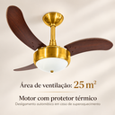 Ver imagem 5 de Ventilador de Teto Infinity Lux 2003 Dourado 3 Pás Tabaco com Controle Remoto