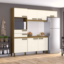 Ver imagem 1 de Kit Cozinha Armário Balcão Nicho B107 Com 7 Portas 2 Gavetas Nature / Off White - Briz Móveis
