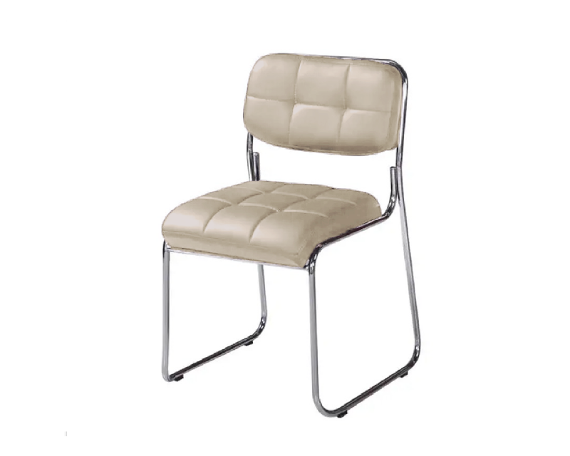 Oc-201-d - Cadeira de Espera com Armacao de Metal Cromada,assento em Pu na Cor Bege,tamanho 53x43x78 - 1